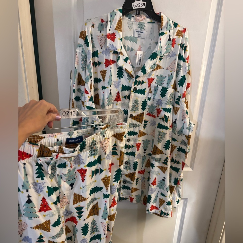 NWT Festive Tree Print Women's flannel Pajama Set Christmas/winter Sz XXXXL Tall